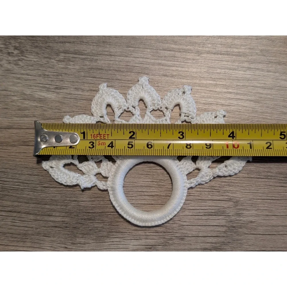 Vintage White Crochet Napkin Rings Set of 12 Boho‎ Lace Fan Pattern Table Decor